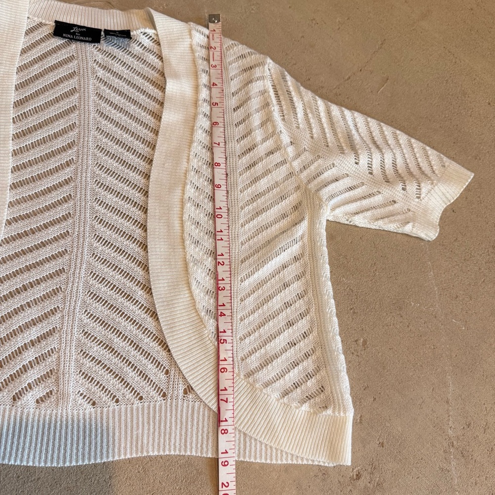 Nina Leonard Cream Open-Front Shrug - Picture 8 of 8